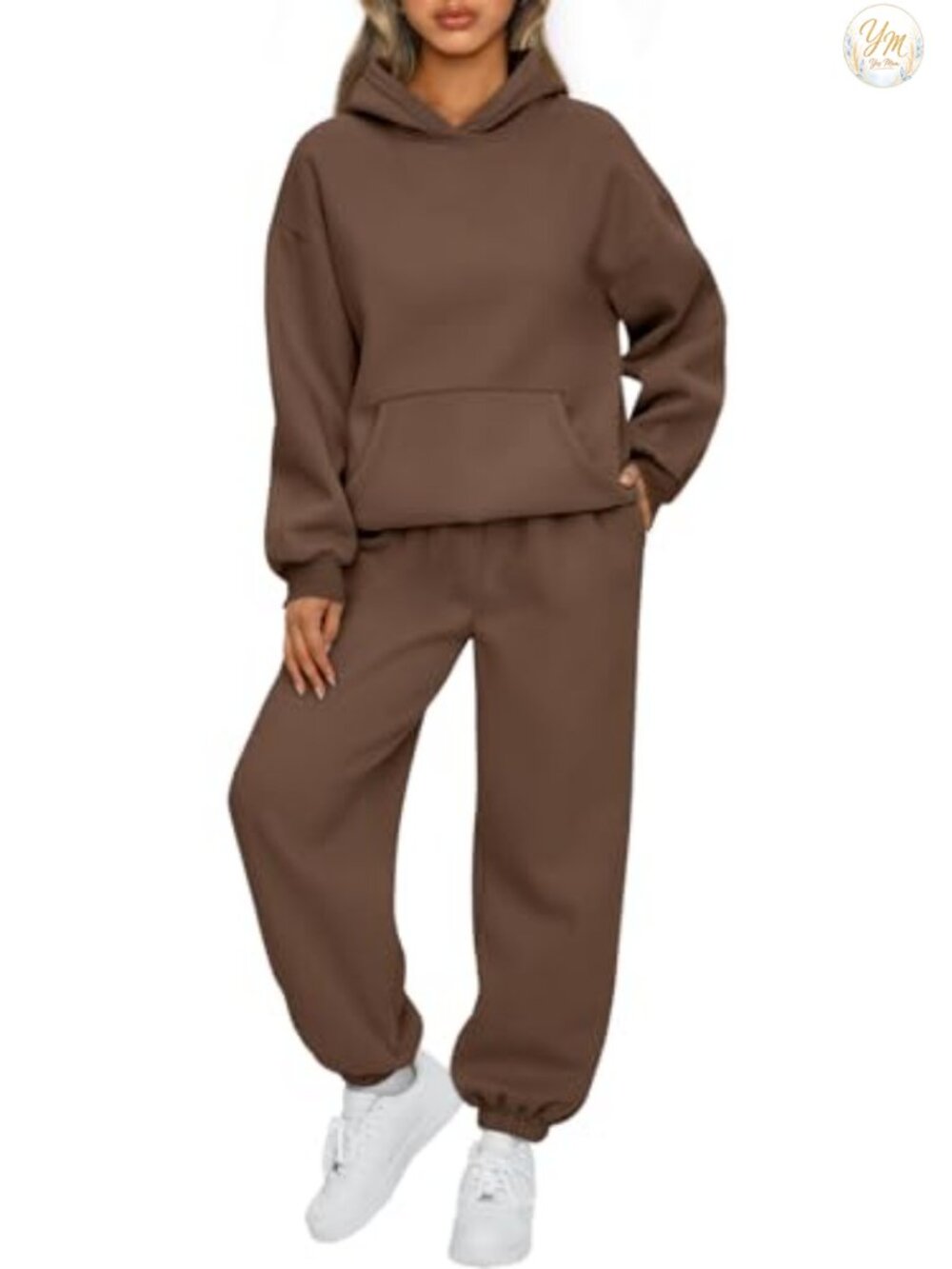 Women's 2 Piece Fleece Lounge Sweatsuit Hoodie Jogger Set Cozy